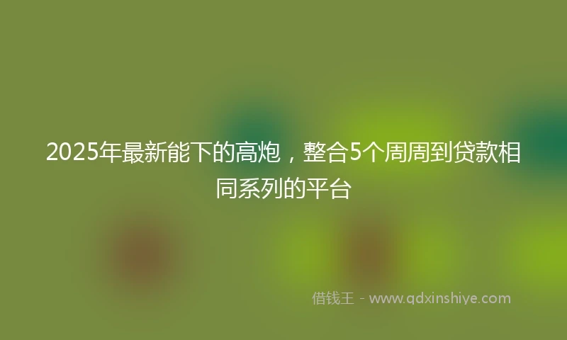 2025年最新能下的高炮，整合5个周周到贷款相同系列的平台