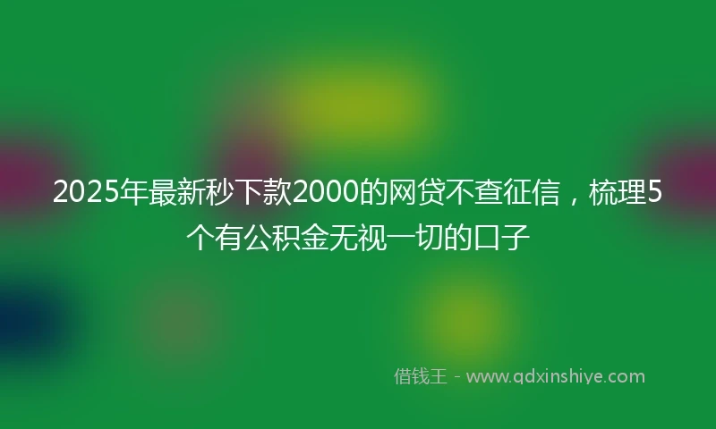 2025年最新秒下款2000的网贷不查征信，梳理5个有公积金无视一切的口子