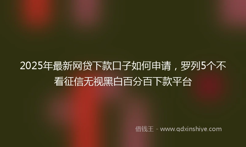 2025年最新网贷下款口子如何申请，罗列5个不看征信无视黑白百分百下款平台