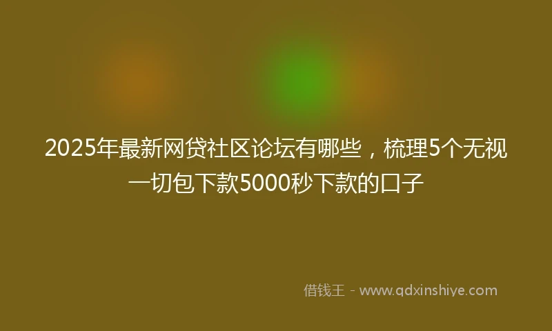 2025年最新网贷社区论坛有哪些，梳理5个无视一切包下款5000秒下款的口子
