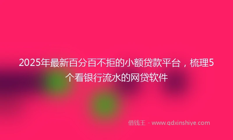 2025年最新百分百不拒的小额贷款平台，梳理5个看银行流水的网贷软件