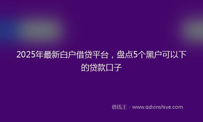2025年最新白户借贷平台，盘点5个黑户可以下的贷款口子