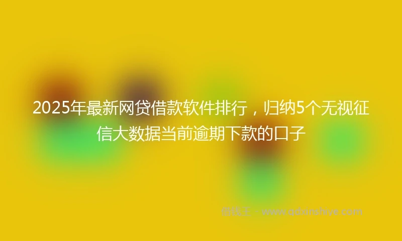 2025年最新网贷借款软件排行，归纳5个无视征信大数据当前逾期下款的口子