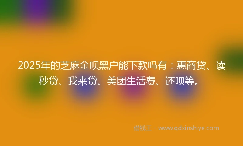 2025年的芝麻金呗黑户能下款吗有：惠商贷、读秒贷、我来贷、美团生活费、还呗等。