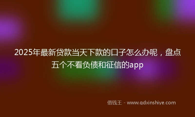2025年最新贷款当天下款的口子怎么办呢，盘点五个不看负债和征信的app