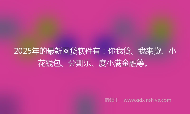 2025年的最新网贷软件有：你我贷、我来贷、小花钱包、分期乐、度小满金融等。