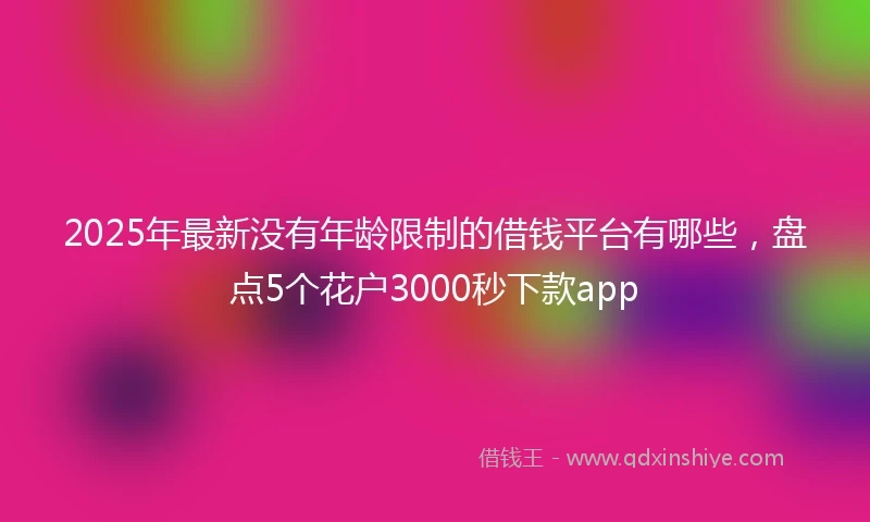 2025年最新没有年龄限制的借钱平台有哪些，盘点5个花户3000秒下款app