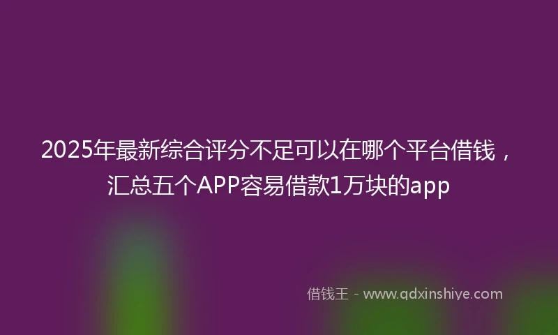 2025年最新综合评分不足可以在哪个平台借钱，汇总五个APP容易借款1万块的app