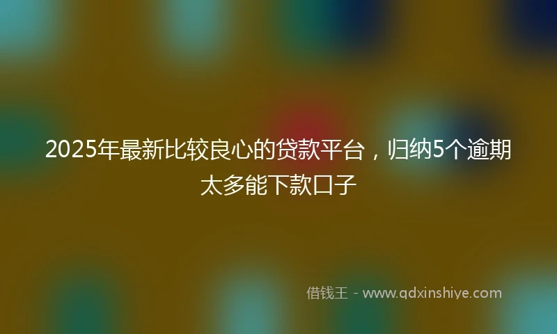 2025年最新比较良心的贷款平台，归纳5个逾期太多能下款口子