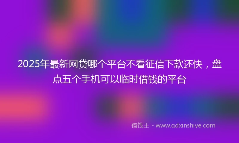 2025年最新网贷哪个平台不看征信下款还快，盘点五个手机可以临时借钱的平台