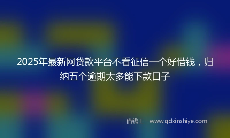 2025年最新网贷款平台不看征信一个好借钱，归纳五个逾期太多能下款口子