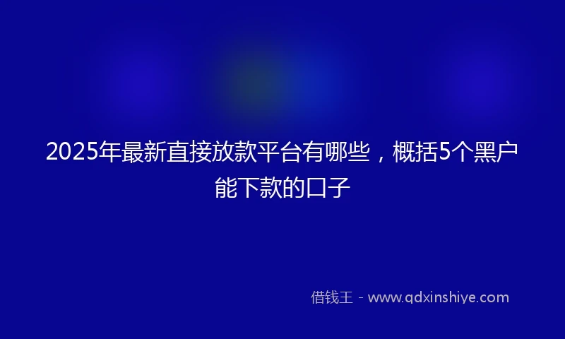 2025年最新直接放款平台有哪些，概括5个黑户能下款的口子