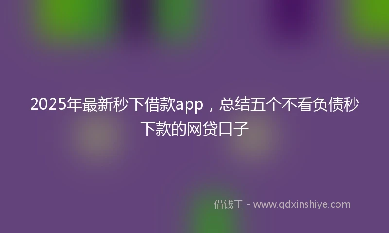 2025年最新秒下借款app，总结五个不看负债秒下款的网贷口子