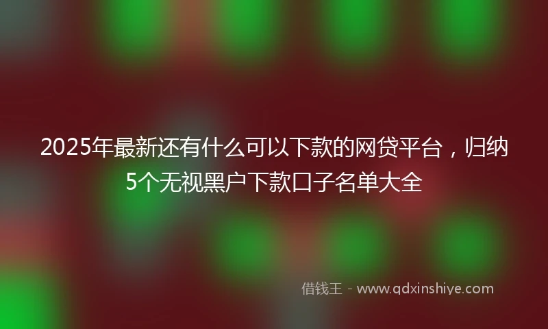 2025年最新还有什么可以下款的网贷平台，归纳5个无视黑户下款口子名单大全