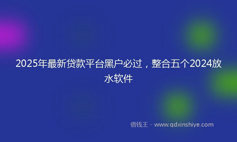 2025年最新贷款平台黑户必过，整合五个2024放水软件