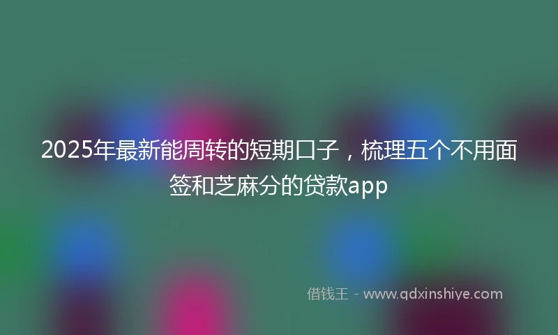 2025年最新能周转的短期口子，梳理五个不用面签和芝麻分的贷款app