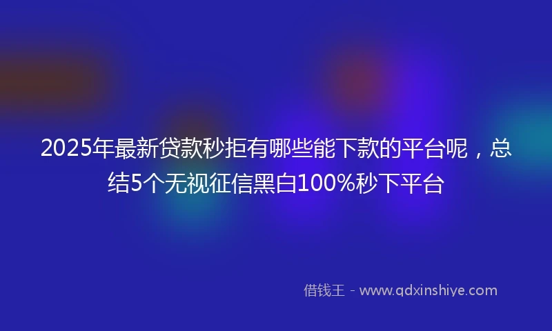 2025年最新贷款秒拒有哪些能下款的平台呢，总结5个无视征信黑白100%秒下平台