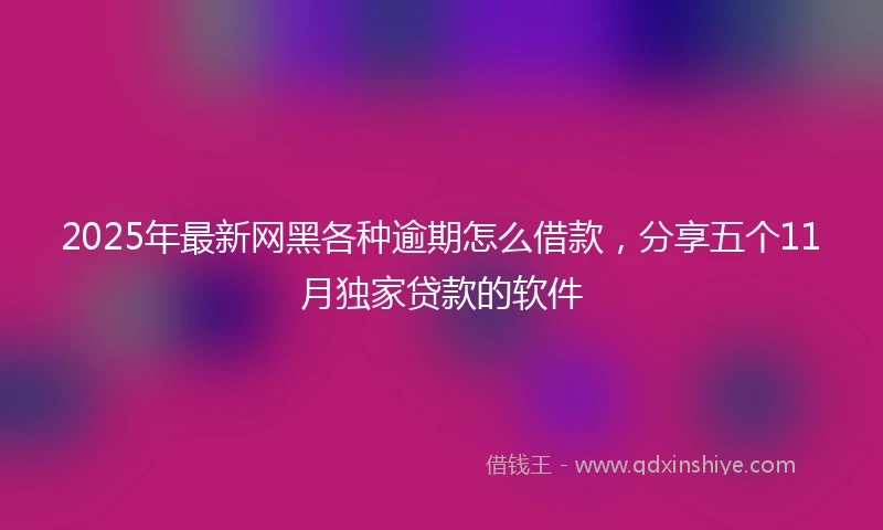 2025年最新网黑各种逾期怎么借款，分享五个11月独家贷款的软件