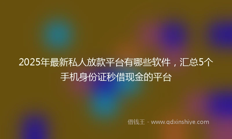 2025年最新私人放款平台有哪些软件，汇总5个手机身份证秒借现金的平台