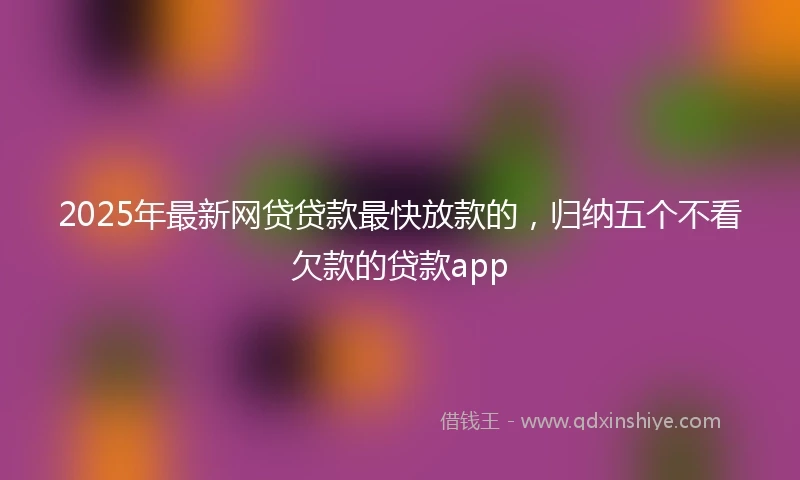 2025年最新网贷贷款最快放款的，归纳五个不看欠款的贷款app
