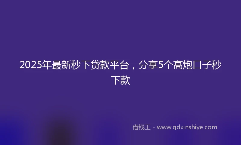 2025年最新秒下贷款平台，分享5个高炮口子秒下款