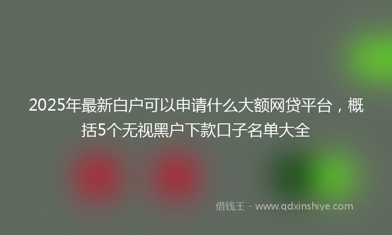 2025年最新白户可以申请什么大额网贷平台，概括5个无视黑户下款口子名单大全
