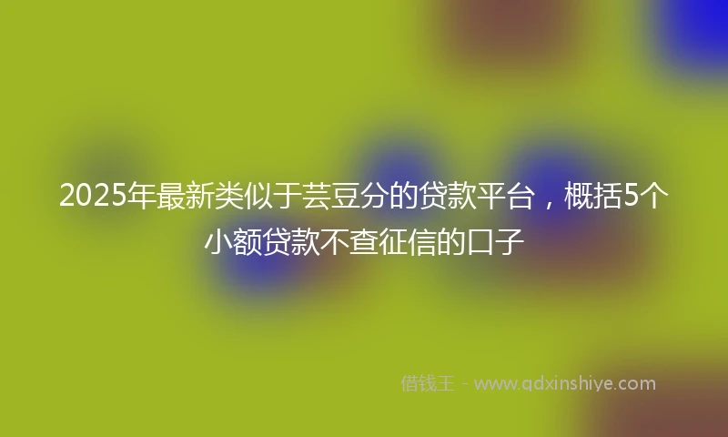 2025年最新类似于芸豆分的贷款平台，概括5个小额贷款不查征信的口子