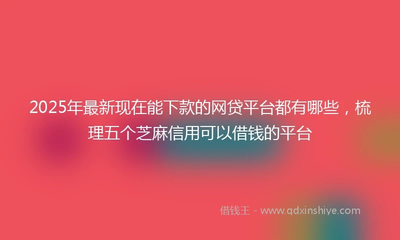 2025年最新现在能下款的网贷平台都有哪些，梳理五个芝麻信用可以借钱的平台