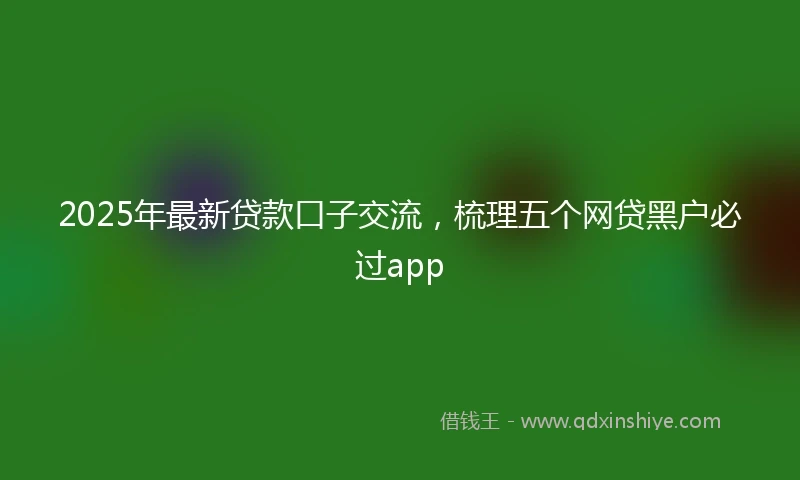 2025年最新贷款口子交流，梳理五个网贷黑户必过app
