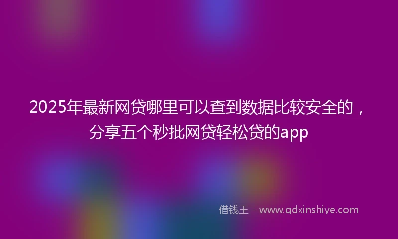 2025年最新网贷哪里可以查到数据比较安全的，分享五个秒批网贷轻松贷的app