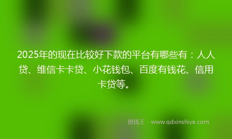 2025年的现在比较好下款的平台有哪些有：人人贷、维信卡卡贷、小花钱包、百度有钱花、信用卡贷等。