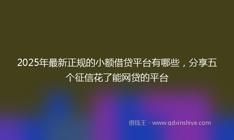 2025年最新正规的小额借贷平台有哪些，分享五个征信花了能网贷的平台