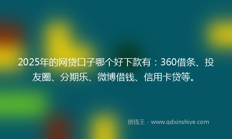 2025年的网贷口子哪个好下款有：360借条、投友圈、分期乐、微博借钱、信用卡贷等。