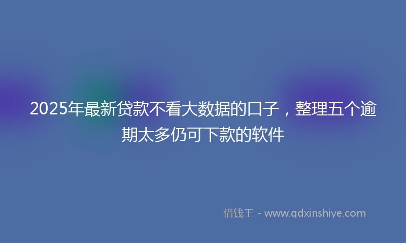 2025年最新贷款不看大数据的口子，整理五个逾期太多仍可下款的软件