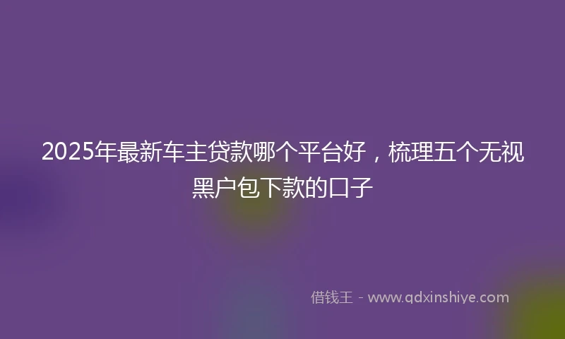 2025年最新车主贷款哪个平台好,梳理五个无视黑户包下款的口子