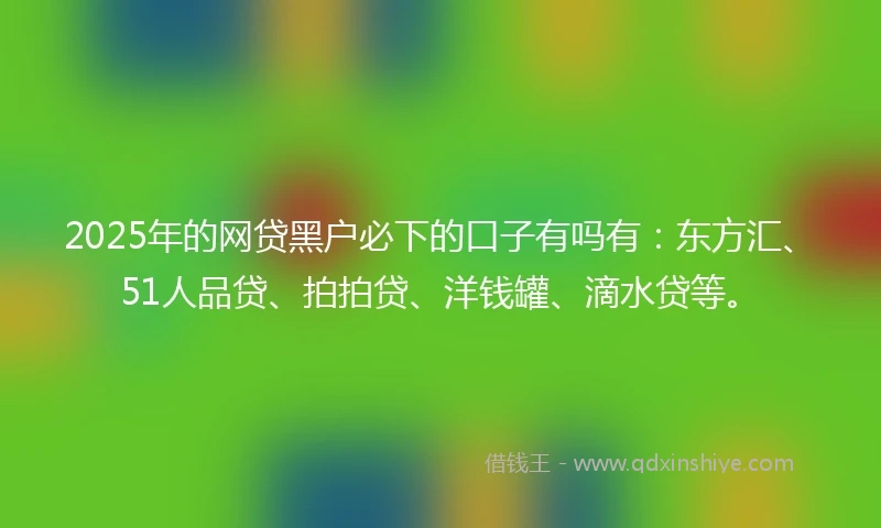 2025年的网贷黑户必下的口子有吗有：东方汇、51人品贷、拍拍贷、洋钱罐、滴水贷等。