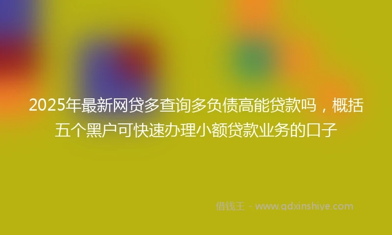 2025年最新网贷多查询多负债高能贷款吗，概括五个黑户可快速办理小额贷款业务的口子
