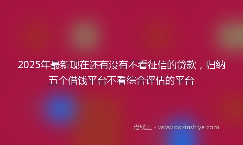 2025年最新现在还有没有不看征信的贷款，归纳五个借钱平台不看综合评估的平台