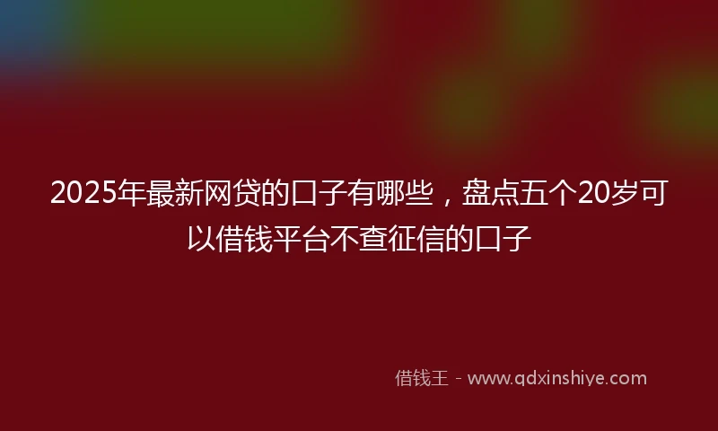 2025年最新网贷的口子有哪些，盘点五个20岁可以借钱平台不查征信的口子