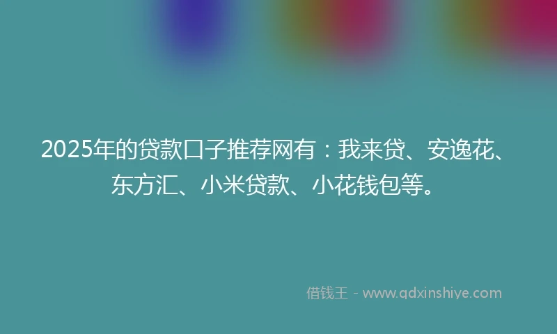 2025年的贷款口子推荐网有：我来贷、安逸花、东方汇、小米贷款、小花钱包等。
