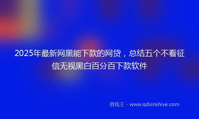 2025年最新网黑能下款的网贷,总结五个不看征信无视黑白百分百下款软件