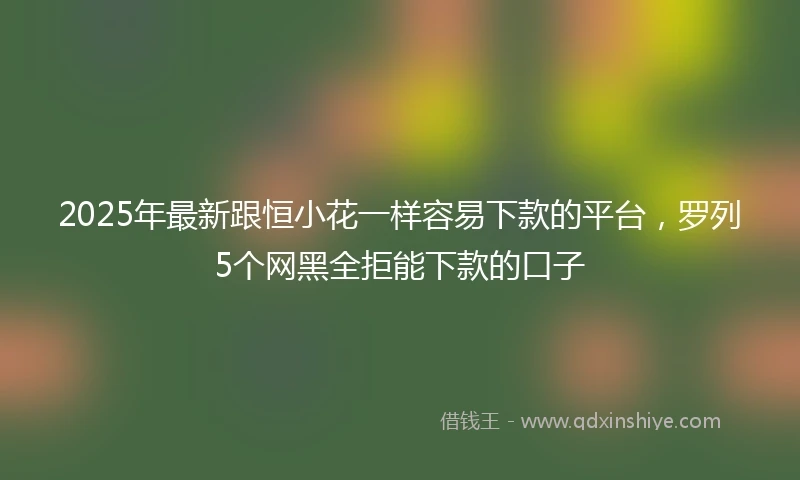 2025年最新跟恒小花一样容易下款的平台，罗列5个网黑全拒能下款的口子