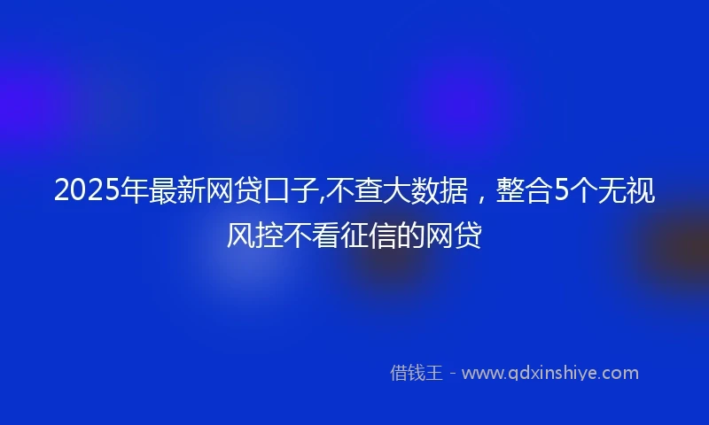 2025年最新网贷口子,不查大数据，整合5个无视风控不看征信的网贷