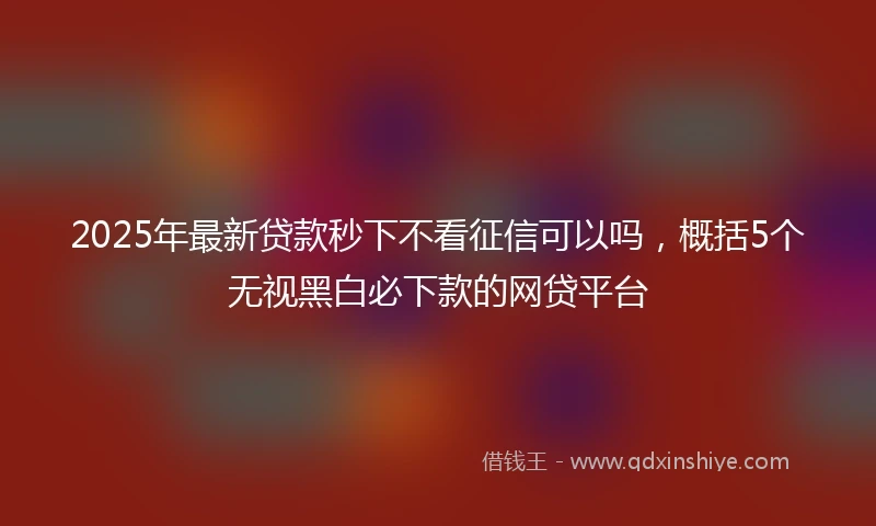 2025年最新贷款秒下不看征信可以吗，概括5个无视黑白必下款的网贷平台