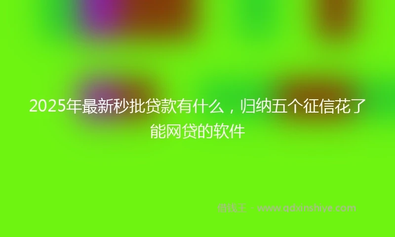 2025年最新秒批贷款有什么，归纳五个征信花了能网贷的软件