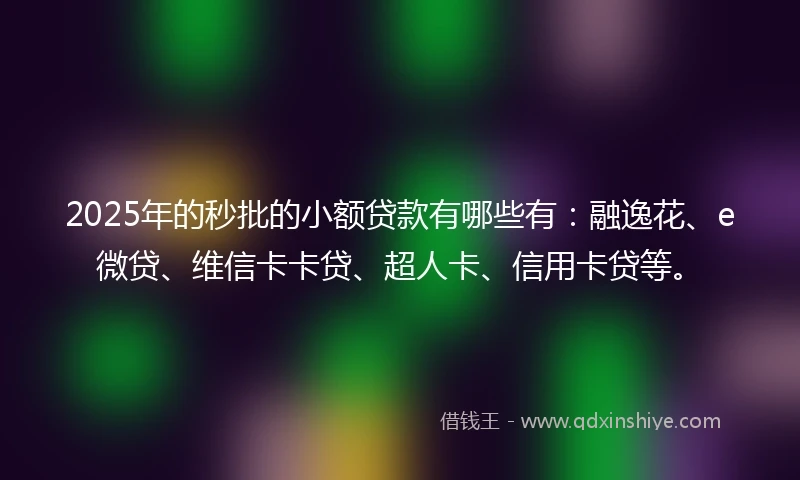 2025年的秒批的小额贷款有哪些有：融逸花、e微贷、维信卡卡贷、超人卡、信用卡贷等。