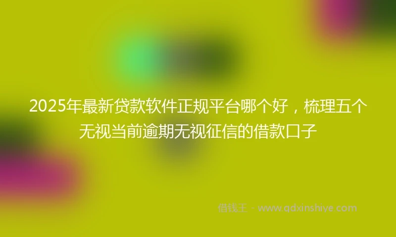 2025年最新贷款软件正规平台哪个好，梳理五个无视当前逾期无视征信的借款口子