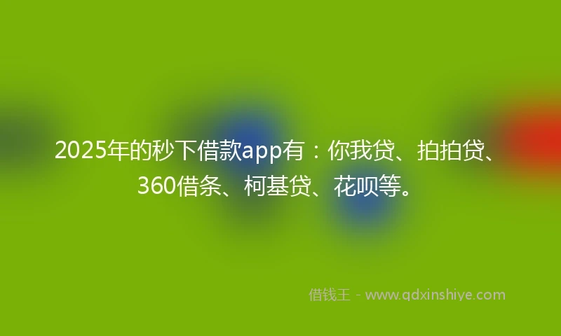 2025年的秒下借款app有：你我贷、拍拍贷、360借条、柯基贷、花呗等。
