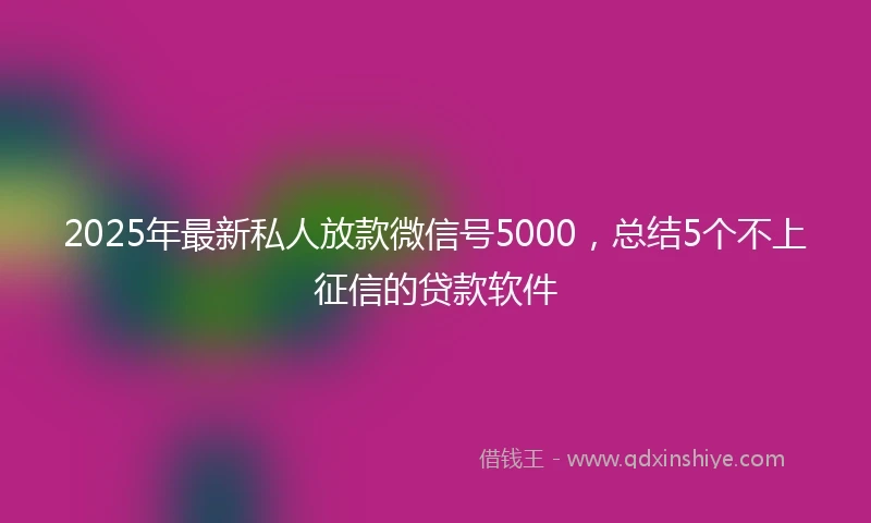 2025年最新私人放款微信号5000，总结5个不上征信的贷款软件
