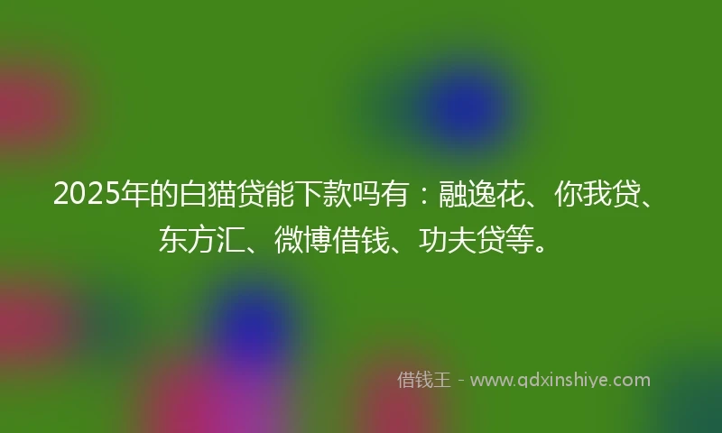 2025年的白猫贷能下款吗有：融逸花、你我贷、东方汇、微博借钱、功夫贷等。